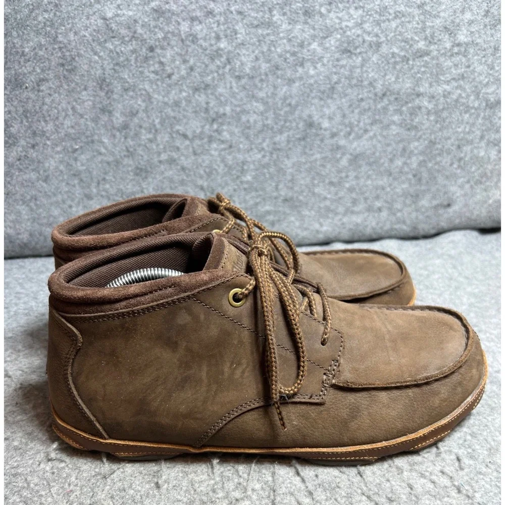 OluKai Hamakua Mens Dark Wood Brown Leather Chukka Comfort Boots Size 12